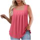 thumbnail image 3 of Tops para adolescentes,Blusa plisada sin mangas con cuello cuadrado de talla grande, blusa informal de verano para mujer, color liso, imitación de rayón, para usar en casa, sopatenor, 3 of 9