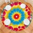 thumbnail image 2 of Colorful Tie Dye Flower Pattern Round Fitted Tablecloth with Elastic Edge,Dining Table Cover Waterproof,Outdoor Round Tablecloth for Camping,Dining,Indoor and Outdoor, 2 of 7