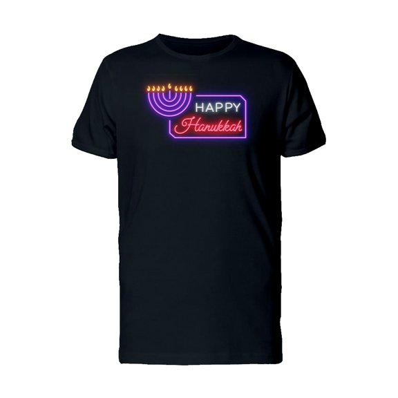 Chanukah Happy Hanukkah Neon Tee Men's -Image by Shutterstock