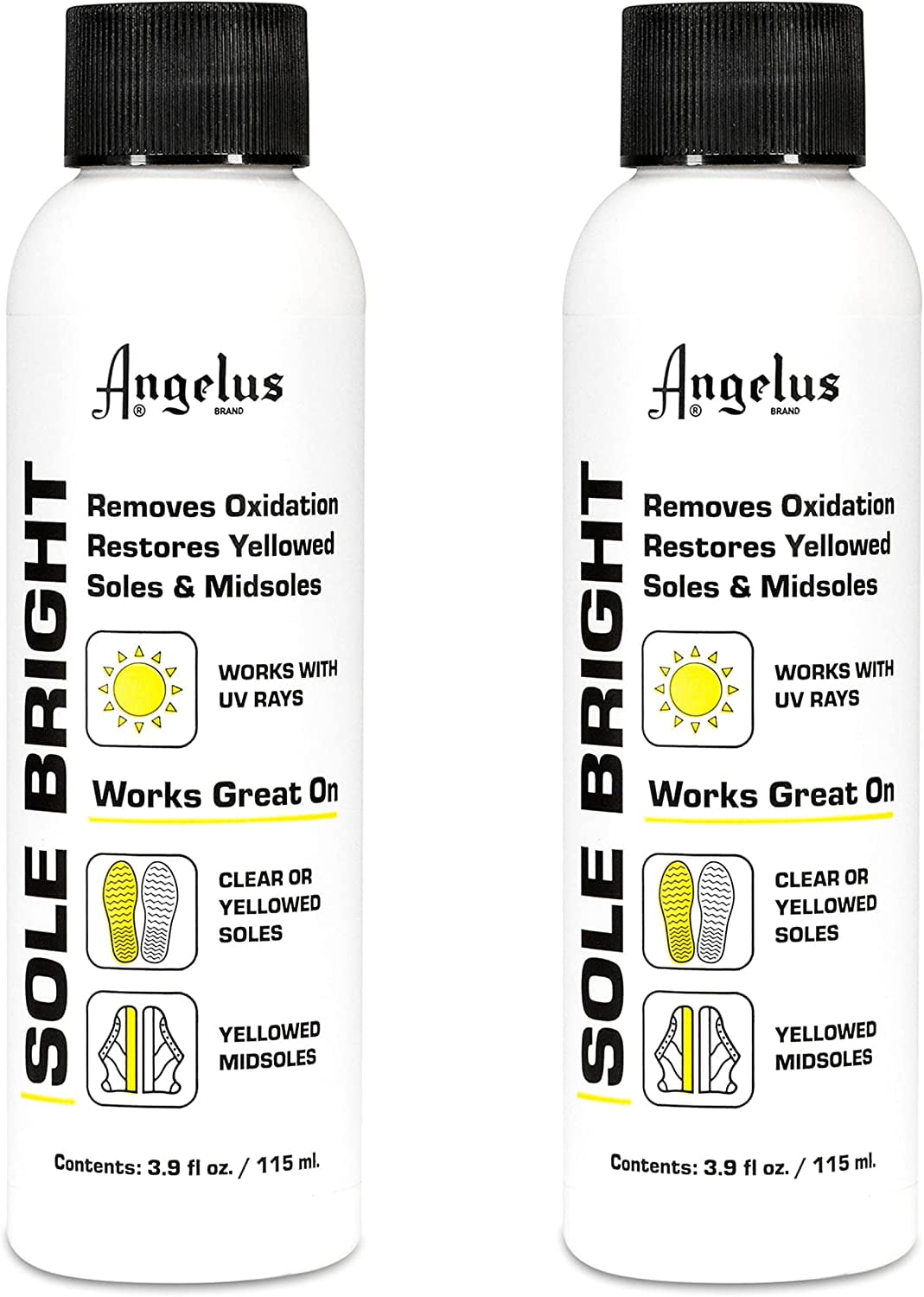 Angelus Shoe Polish - Bring your yellowed soles/midsoles back to life! ☀️  Sole Bright completely reverses oxidation that usually occurs on icy/rubber  soles, which results in the de-yellowing of soles. Safe for