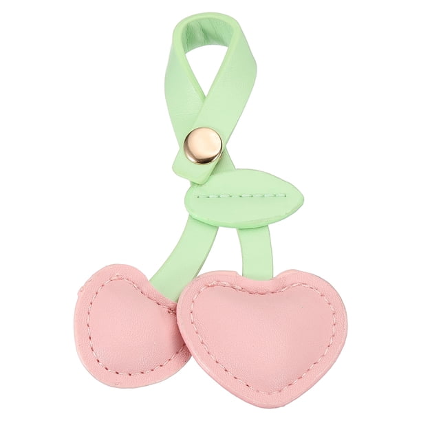 Encanto de Bolsa de Cereza, Llavero de Cereza de Cuero PU para Mujeres, Lindo Encanto de Bolsa para Accesorios de Bolsa, Rosa-Verde