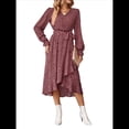 thumbnail image 3 of Vestido Maxi Bohemio Floral de Verano para Mujer, Cruzado, de Larga, con Cuello en V y Volantes, Corte A, Fluido, para Invitadas de Boda. Rojo L, 3 of 10