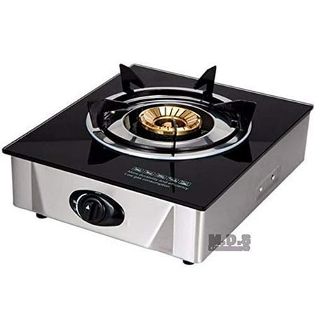 Propane Gas Countertop - EMATIK Stove Glass-Top Portable Propane Gas Single Burner Countertop Outdoor/Indoor Stainless Steel Stove with Low Pressure Gas Regulator for Tailgate Camping Traveling …