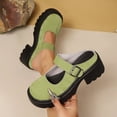 thumbnail image 4 of Women's Mary Janes Shoes Platform Dress Low Heel Chunky Pumps Round Toe Ankle Strap Pumps Shoes Oxfords Esther Green 39, 4 of 9