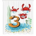 thumbnail image 3 of Number Shower Curtain, Sea Animals Crabs Coral Reef Happy Birthday Cancer Astrology Kids Bubbles Cartoon, Fabric Bathroom Set with Hooks, 69W X 75L Inches Long, Multicolor, by Ambesonne, 3 of 3
