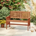 thumbnail image 2 of Gymax Outdoor Wood Garden Bench w/Backrest Armrests & Slatted Seat for Front Porch, 2 of 10