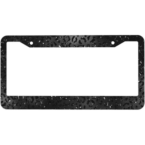 Cute Black Cheetah Leopard Skin Print Pattern License Plate Frames - License Plate Covers, 2 Packs Universal Aluminum Tag Frame for Front and Rear Car Tags, With Accessories