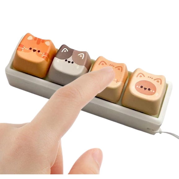 Cat Keyboard Fidget Toy, Clicker Fidget Keychain, Keyboard Button Finger Clicker for Anxiety Relief, Crisp Sound, for Adults at Work Travel Home Focus Boost Gift