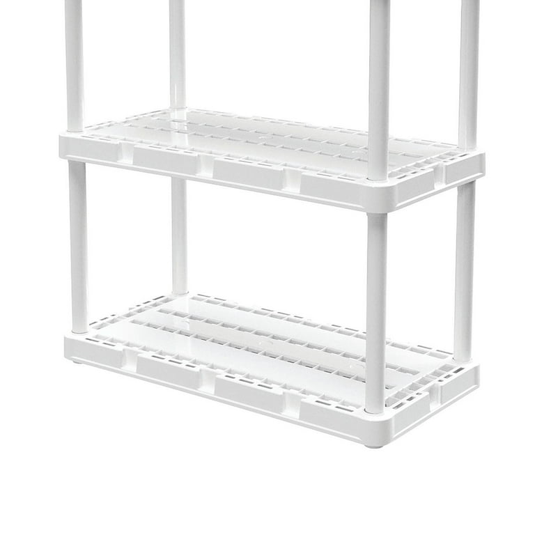 2-Pack White 4-Tier Plastic Garage Storage Shelving Unit (24 in. W x 48 in.  H x 12 in. D)