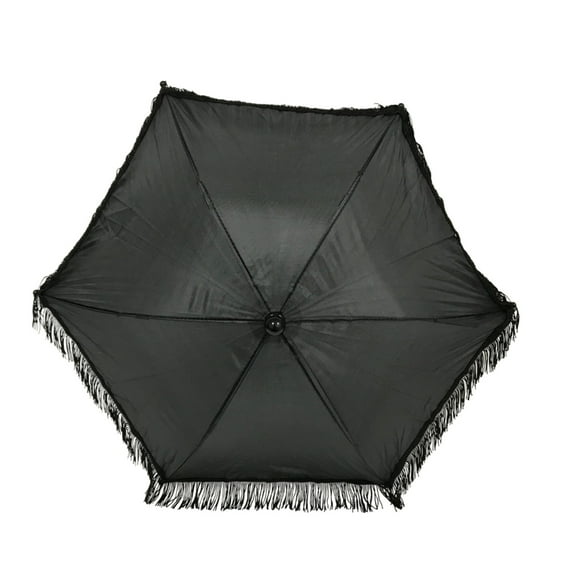 Mardi Gras Spot Black Umbrella with Fringe 14.5" (Each)