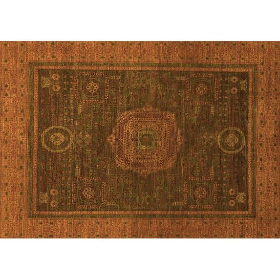 Ahgly Company Indoor Rectangle Abstract Orange Modern Area Rugs, 2' x 3'