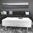 thumbnail image 2 of COSVALVE Modern Marble Coffee Tables 41"x20"x14" Living Room High Gloss Rectangular Furniture,White, 2 of 6