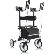 BEYOUR WALKER Upright Walker, Newest Design, Stand Up Rollator Walker Tall Rolling Mobility Walking Aid with 10 Front Wheels, Seat and Armrest for Seniors and Adults, White