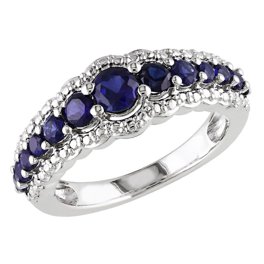 Bague Astrologique En Argent 925 Avec Saphir Bleu Créé En Labo - Taille 7, Ajustable - Neuf Avec étiquettes