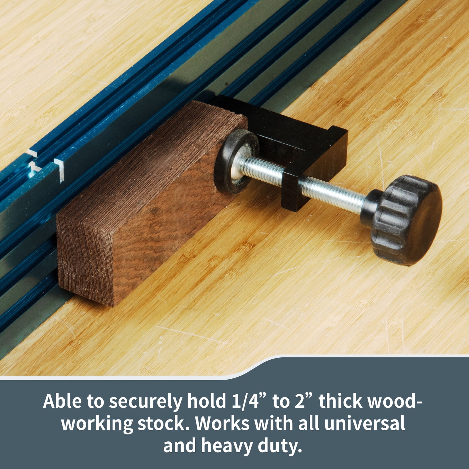 POWERTEC 2PK T Track Clamp for T Track Accepting 1/4” T bolt/Hex Bolts & 5/16" T Bolt, Hold Down Clamp for Track Saw Guide Rail, T Track, 1/4" T Track, Combo T Track, Multi T Track Fence (71439)
