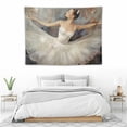 thumbnail image 3 of COMIO Dancer Tapestry Wall Hanging White Cute Ballerina Dancing Oil Painting Room Decorative Wall Tapestry for Men/Women/Girl/Boy Polyester 40x30 Inch, 3 of 7