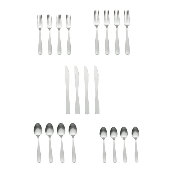 Mainstays 20 Piece Elisa Stainless Steel Flatware Set, Service for 4