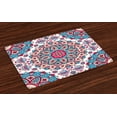 thumbnail image 1 of Ambesonne Ethnic Place Mats Set of 4, Oriental Style Floral Retro, Standard Size, Turquoise Pale Pink, 1 of 4