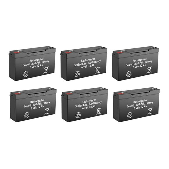 BatteryGuy 6v 12Ah rechargeable, High Rate Sealed Lead Acid battery Set of Six