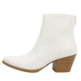 thumbnail image 1 of Soda Women's Pointy Toe Cowboy Mid Calf Stacked Heel Booties, White ,  8.5 M US, 1 of 5