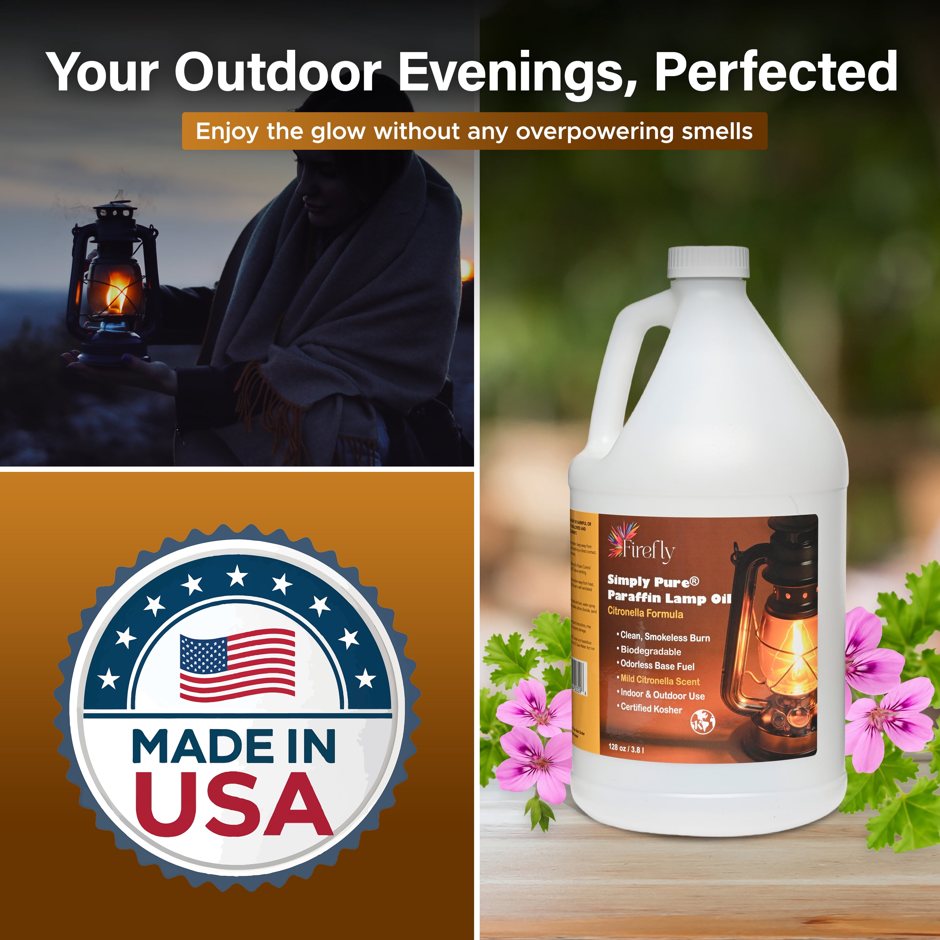 Firefly Fuel Paraffin Lamp Oil - Smokeless Indoor Use - 1 gal