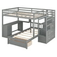 thumbnail image 6 of Harper & Bright Designs Full Over Twin Bunk Bed with Desk, Drawers and Shelves, L-Shaped Bunkbeds with Storage Staircase for Adults Bedroom, Gray, 6 of 17