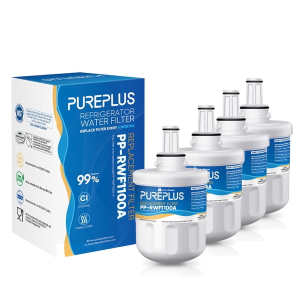 Filtro de agua de repuesto PUREPLUS para refrigerador, paquete de 4