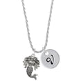 thumbnail image 1 of Delight Jewelry Silvertone Mermaid Silvertone Script Initial Disc - V - Charm Necklace, 20"+3", 1 of 4