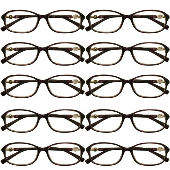 10 Packs Womens Oval Frame Reading Glasses Lightweight Classic Style Readers 1.00