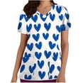 thumbnail image 2 of Scrub Top for Women V Neck Short Sleeve Soft Breathable Dual Pockets Medical Nursing Uniform Working Top Hearts Printed Healthcare Professional Apparel, 2 of 5