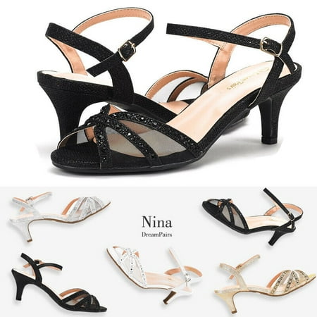 

DREAM PAIRS Women‘s Open Toe Low Stilettos Heel Sandals Ankle Strap Dress Shoes