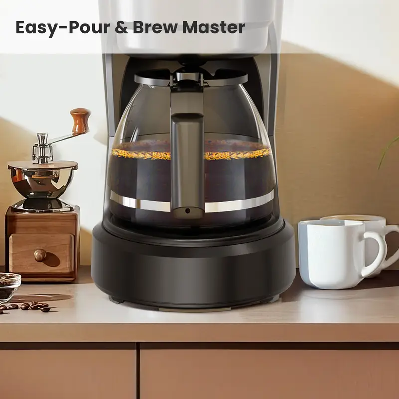 Auseo 5-Cup Fast Brew  Drip Coffee Maker Quick Heat, Anti-Drip & Detachable Funnel & Filter, 700W Beginner-Friendly Espresso Machine with Glass Carafe