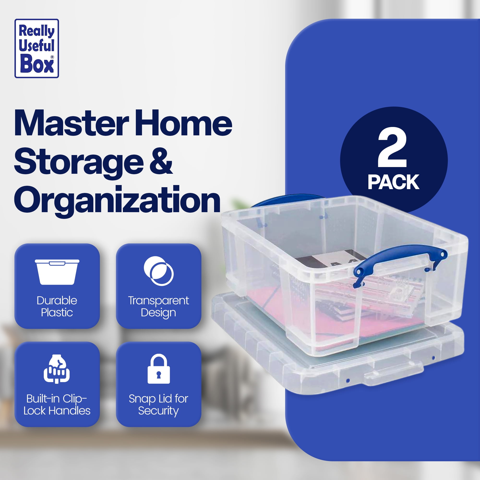 Really Useful Box 17L Storage Box - Lid and Clip Lock Handles - 2