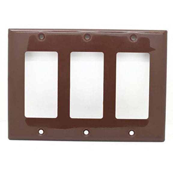 RiteAV Blank Wall Plate for Keystone Jacks - Brown 3 Gang Decorative