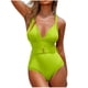 thumbnail image 2 of Trajes de baño de una pieza para mujer, traje de baño de bikini con tirantes y espalda descubierta de color liso para mujer, 2 of 5