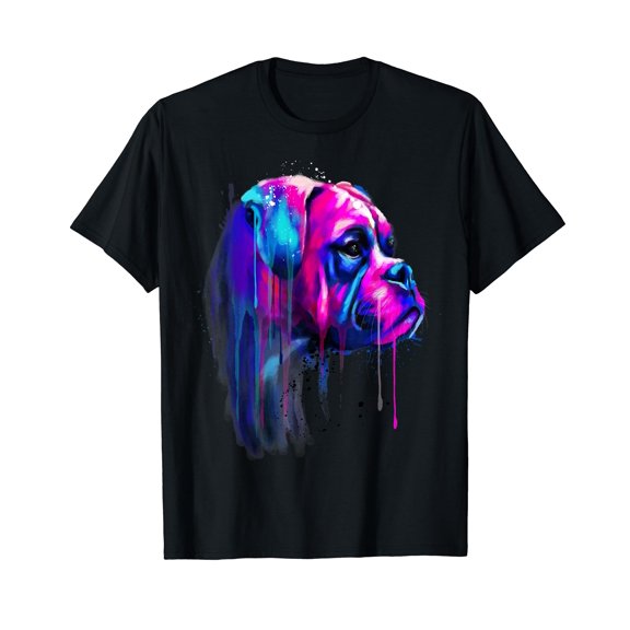 Colorful Boxer Dog Art Watercolor T-Shirt
