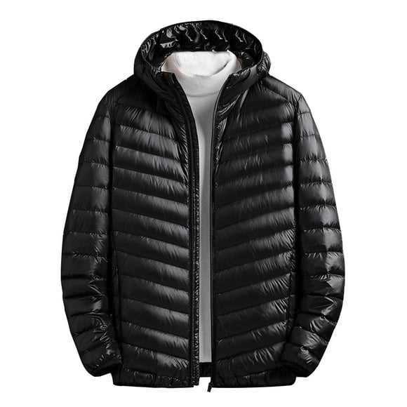 Pisexur Mens Winter Jacket Men's Solid Color Zippered Pockets Fashionable Standing Collar Lightweight Business Down Jacket Mens Puffer Jacket Winter Coats for Men Plus Size Jackets
