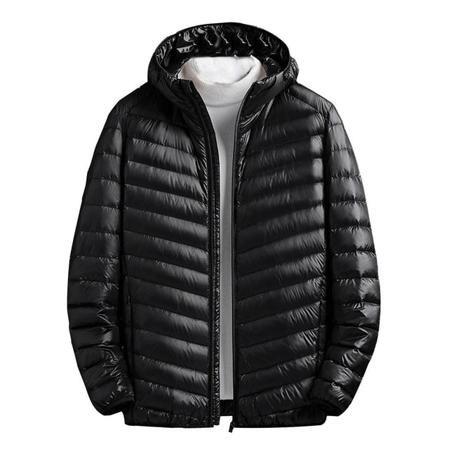 Pisexur Mens Winter Jacket Men's Solid Color Zippered Pockets Fashionable Standing Collar Lightweight Business Down Jacket Mens Puffer Jacket Winter Coats for Men Plus Size Jackets
