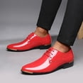 thumbnail image 2 of Oyedens Red Oxfords Dress Shoes for Men Wedding Dance Lace up Dressy Oxford Shoes Party Favor, 2 of 4