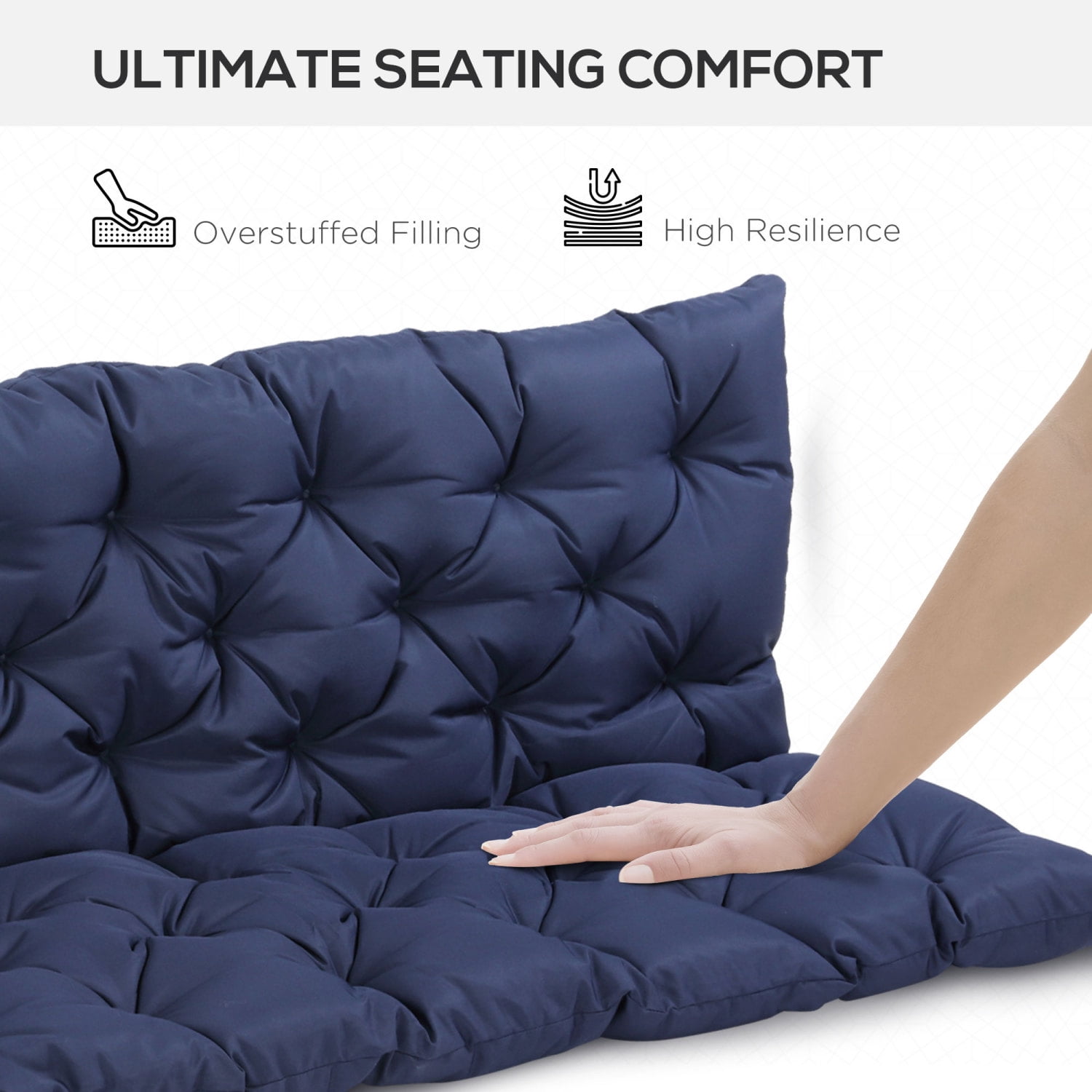 3-Seater Tufted Bench Cushion, Plush Comfort for Patio Swing, Sofa, Couches