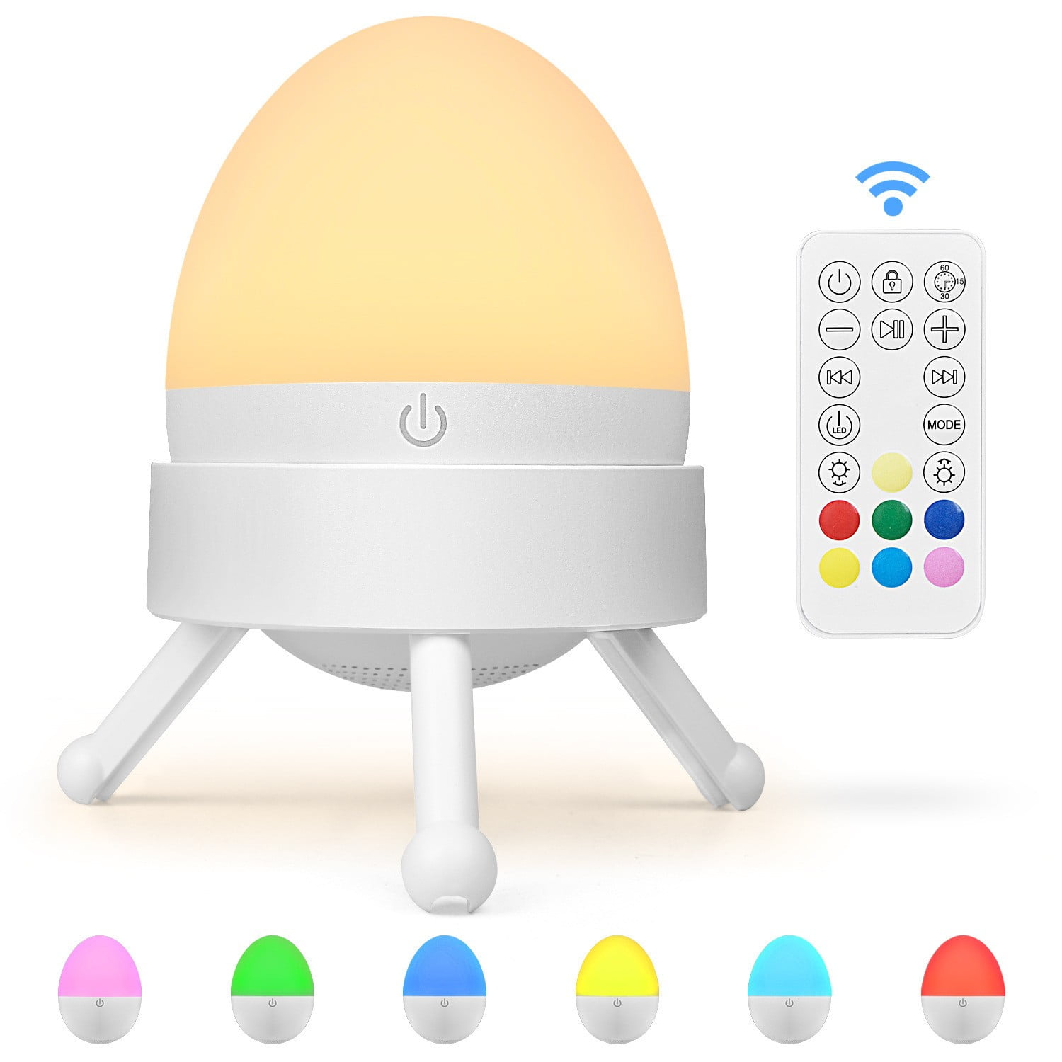 Rechargeable Sleep Aid Machine with White Noise Nature Sounds and Color Changing Night Light, Remote Controlled Egg-Shaped Sound Machine for Babies Toddlers Elderly and Insomnia Relief