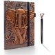 thumbnail image 1 of UBIUO Leather Notebook Journal Lined Pages with Pen Set, Hardcover Journal Thick Paper, Elephant Gifts for Women & Men, Pen Holder, Elastic Closure, B, 1 of 4