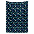 thumbnail image 2 of Abstract Tablecloth, Blue Color Palette Polka Dots Circular Shapes with Inner Stripes, Rectangle Satin Table Cover for Dining Room and Kitchen, 60" X 90", Charcoal Grey and Multicolor, by Ambesonne, 2 of 2