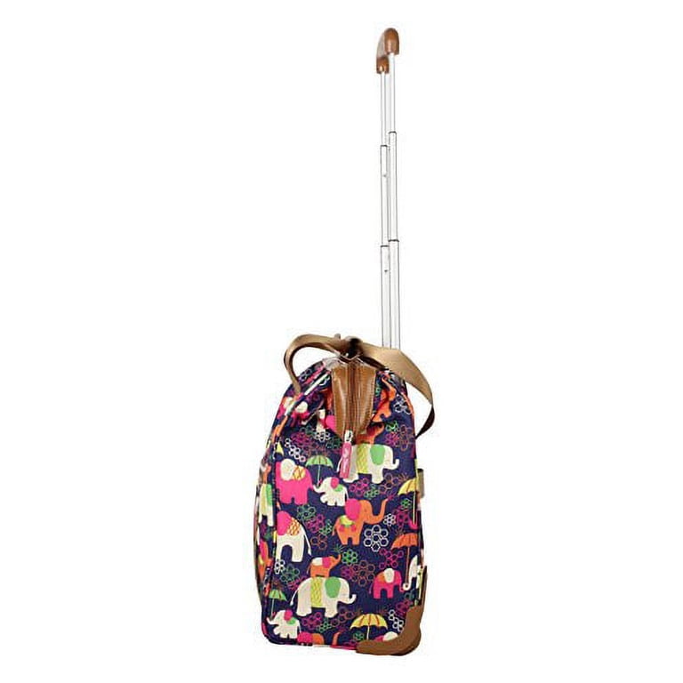 lily bloom elephant rain backpack Designer 15 Inch Carry On - Weekender Overnight Business Travel Luggage - Lightweight 2- Rolling Wheels Suitcase - Under Seat Rolling Bag for Women (Elephant Rain) The interior uses a compartmental design to help you separate belongs such as liquids for quicker access while maximizing storage space Lily Bloom Design Pattern Carry