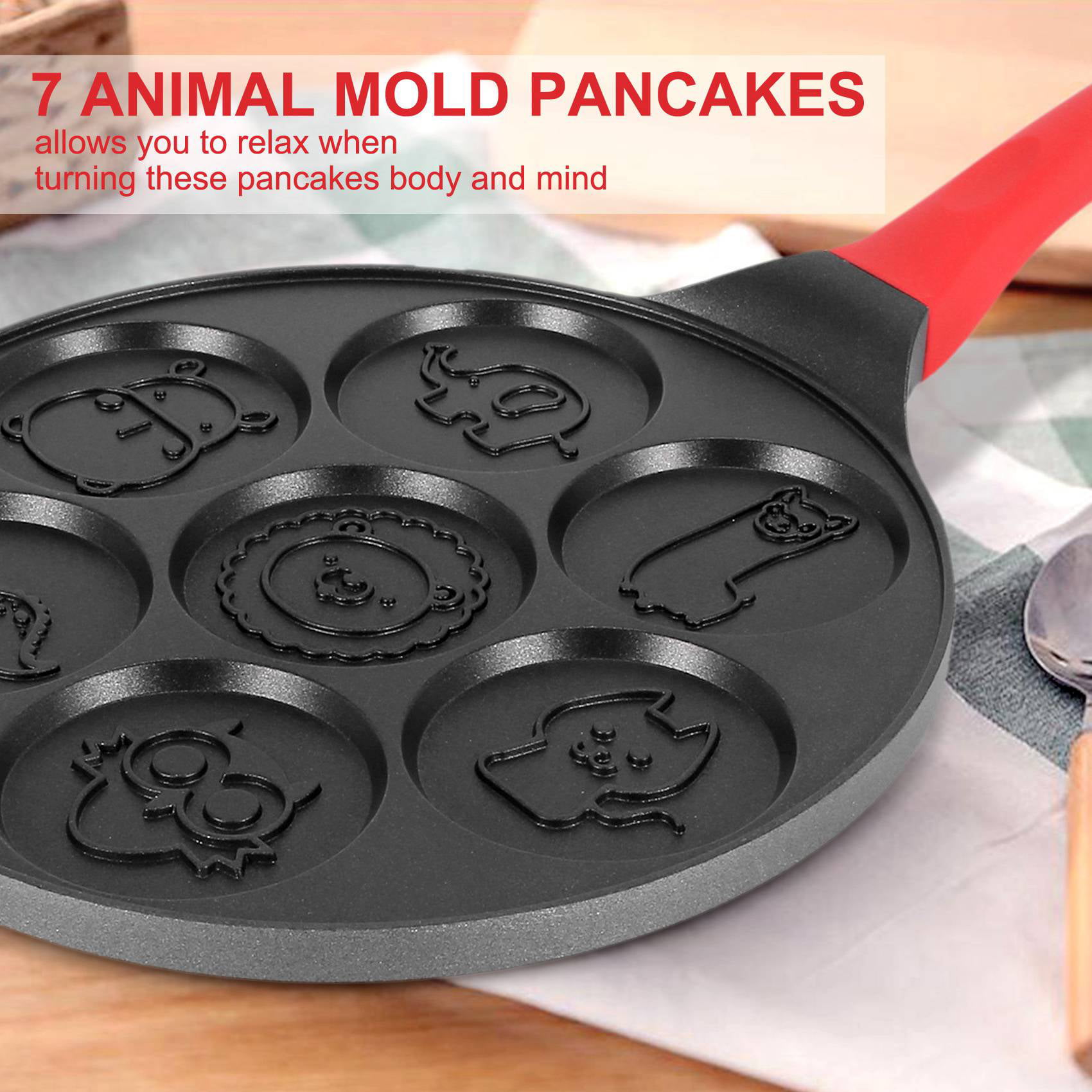 Bobikuke Pancake Pan Induction for Kids, Pancake Shapes Pan, Mini Pancakes  Maker Nonstick Pancake Griddle 7 Holes Smiley Face Pancake Mold for