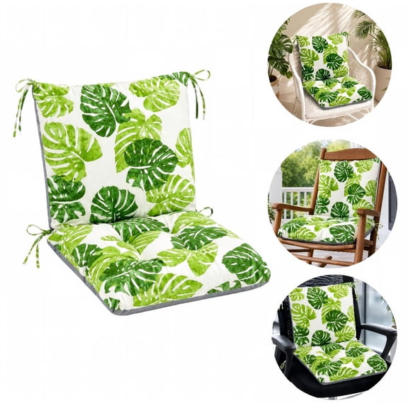 Chair Cushion Cotton Linen Detachable Seat Back Cushion with Ties Thickened Chair Pads for Outdoor Car Office Patio Bedroom Living Room Green Bale