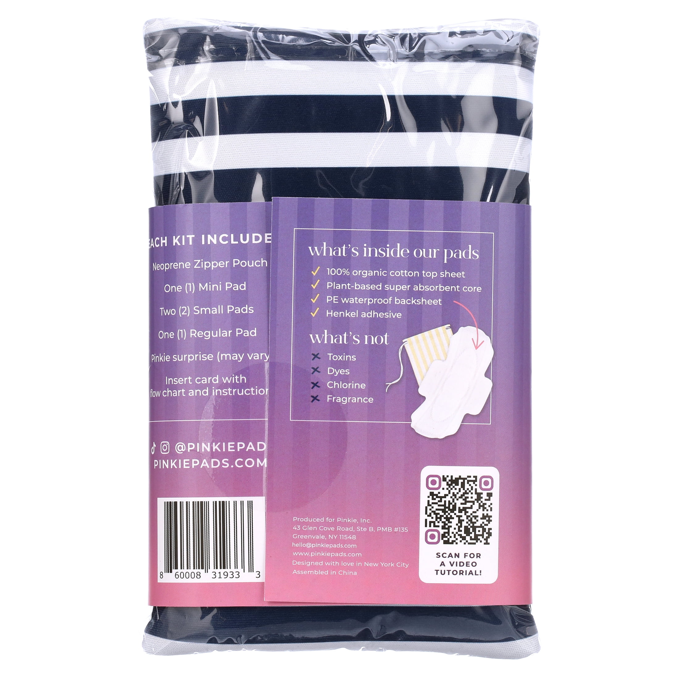 First Period Pinkie Prep Pouch with Organic Cotton Ultra-Thin Pads for Teens