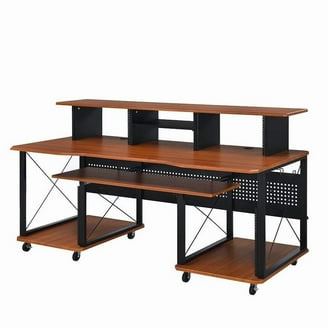 ACME Furniture Megara Studio Music Desk, Black Finish, Shelves
