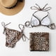 thumbnail image 4 of Copa con almohadilla para el pecho y sin soporte de acero Estampado de leopardo Sexy Bikini con tiras Conjunto de tres piezas Fridja  nalpqowj23128, 4 of 5