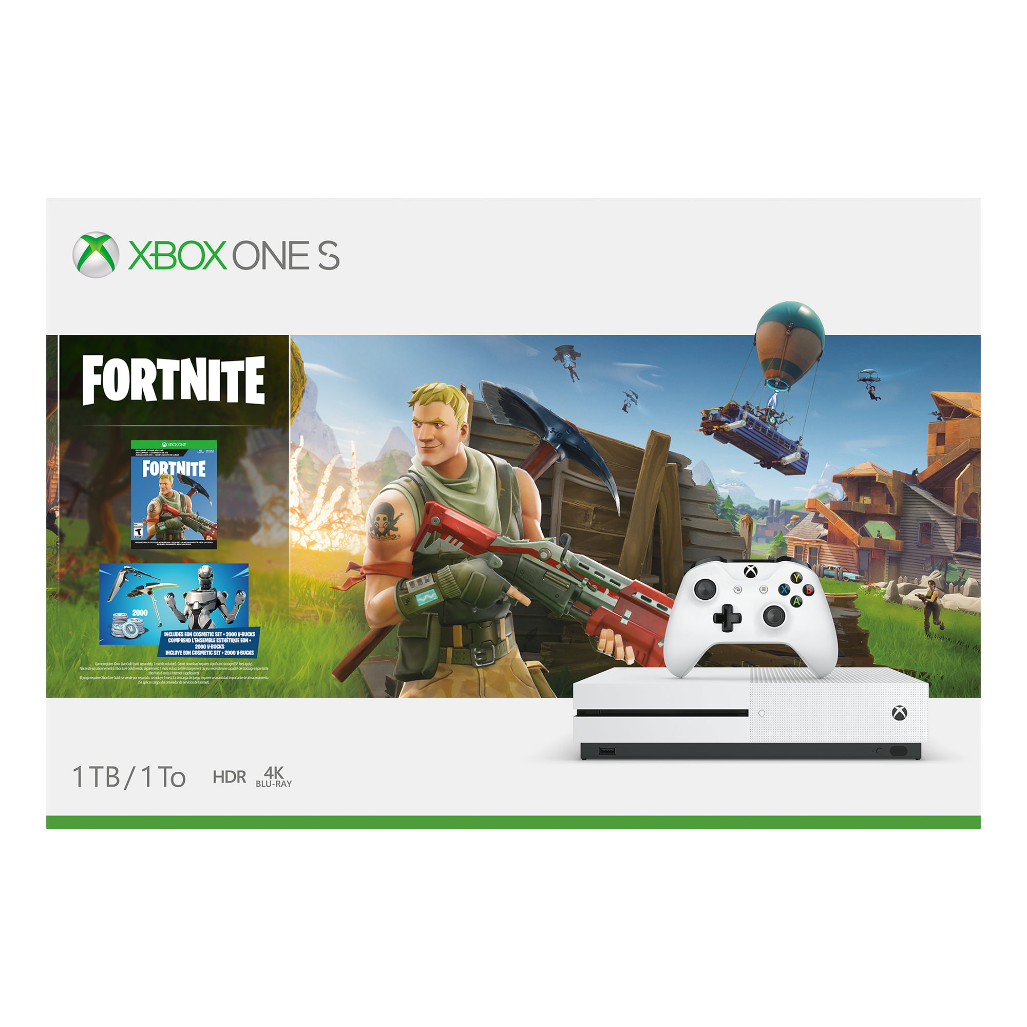Microsoft Xbox One S 1TB Fortnite Bundle, White, 234-00703